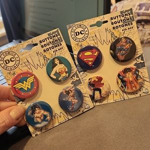 DC comics, lot, buttons, Wonder Woman, Superman